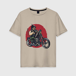 Футболка оверсайз женская Biker red sun, цвет: миндальный