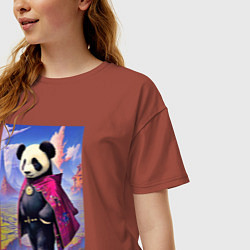 Футболка оверсайз женская Панда в стране чудес - нейросеть, цвет: кирпичный — фото 2