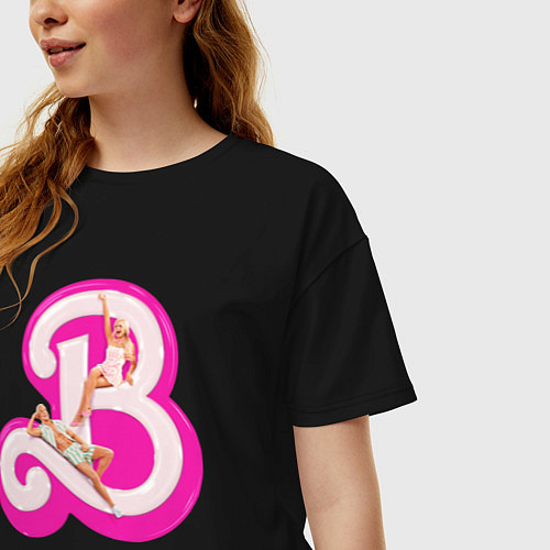 Женская футболка оверсайз Барби и Кен / Черный – фото 3