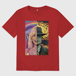 Футболка оверсайз женская Barbie Oppenheimer, цвет: красный