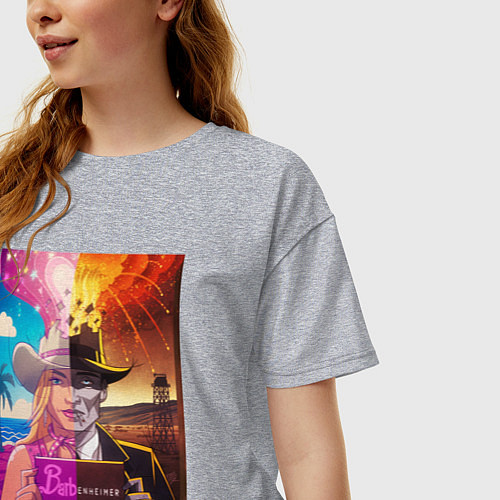 Женская футболка оверсайз Барби Оппенгеймер / Меланж – фото 3