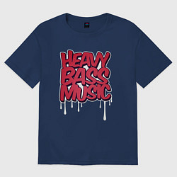 Футболка оверсайз женская Heavy bass music, цвет: тёмно-синий