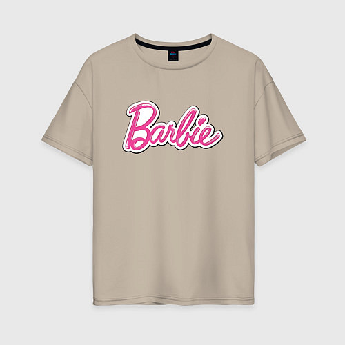 Женская футболка оверсайз Barbie title / Миндальный – фото 1