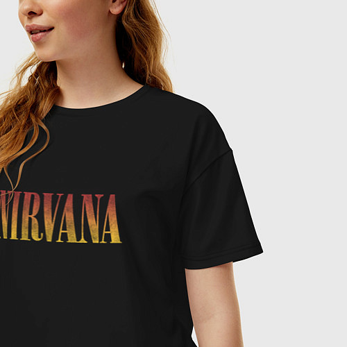 Женская футболка оверсайз Nirvana logo / Черный – фото 3