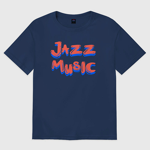 Женская футболка оверсайз Music jazz / Тёмно-синий – фото 1