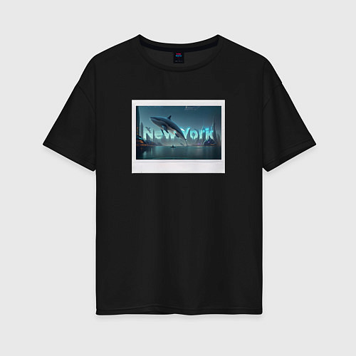 Женская футболка оверсайз New York в рамке / Черный – фото 1