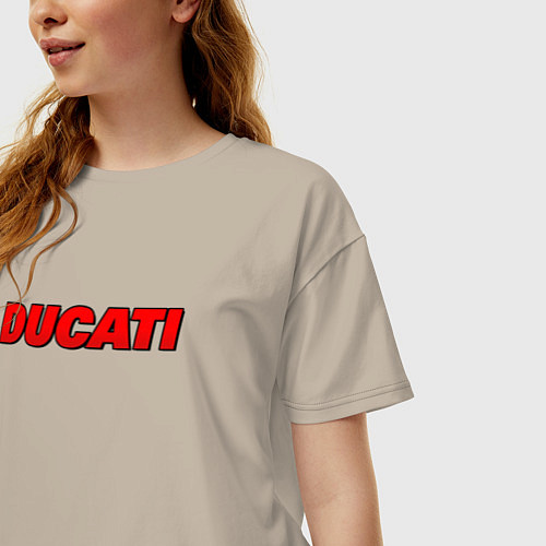 Женская футболка оверсайз Ducati - красный градиент / Миндальный – фото 3