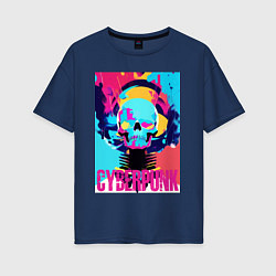 Женская футболка оверсайз Cool skull - cyberpunk - pop art