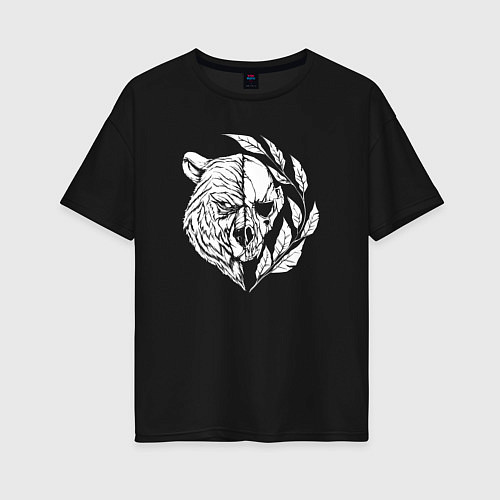 Женская футболка оверсайз Медвежий череп / Черный – фото 1