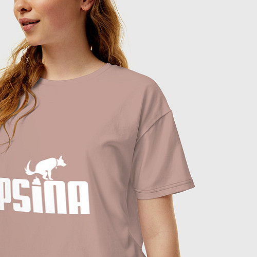 Женская футболка оверсайз Псина белая / Пыльно-розовый – фото 3