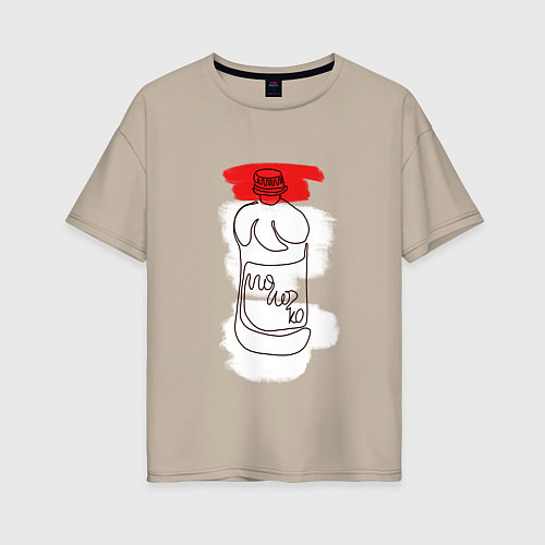 Женская футболка оверсайз Молоко / Миндальный – фото 1