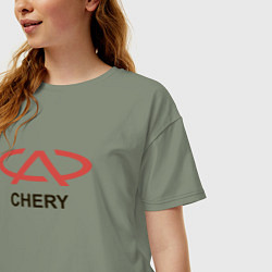 Футболка оверсайз женская Chery Logo, цвет: авокадо — фото 2