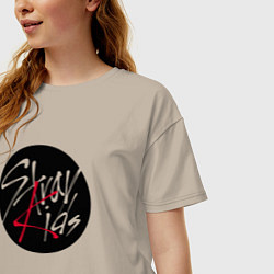 Футболка оверсайз женская Stray Kids logo, цвет: миндальный — фото 2