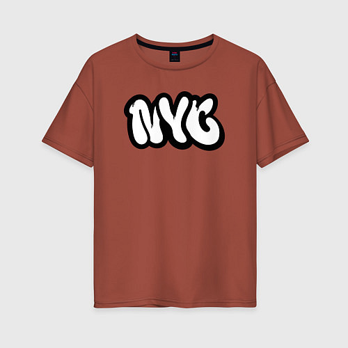 Женская футболка оверсайз NYC graffiti / Кирпичный – фото 1