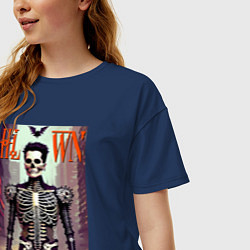 Футболка оверсайз женская Skeleton fashionista - art - poster, цвет: тёмно-синий — фото 2