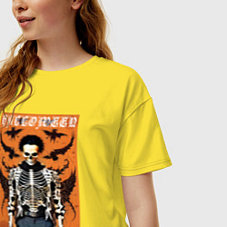 Футболка оверсайз женская Cool skeleton - poster - halloween, цвет: желтый — фото 2