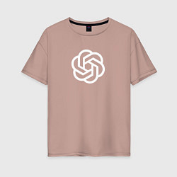 Футболка оверсайз женская Логотип Chat GPT, цвет: пыльно-розовый
