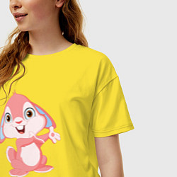 Футболка оверсайз женская Розовый крольчонок, цвет: желтый — фото 2