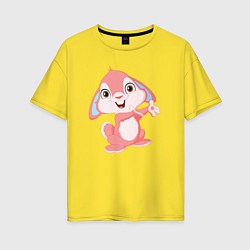 Футболка оверсайз женская Розовый крольчонок, цвет: желтый