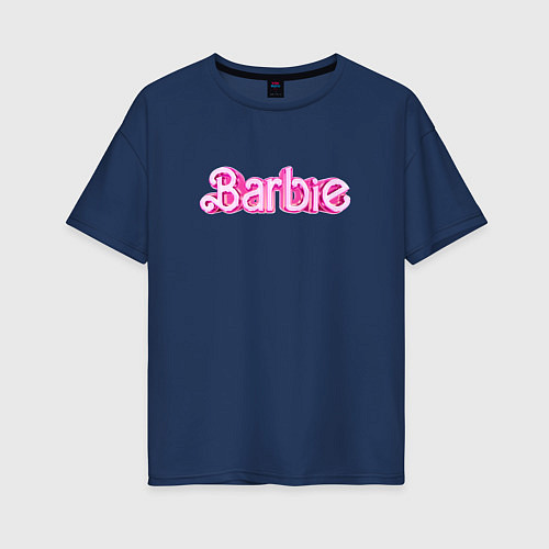 Женская футболка оверсайз Барби - Фильм Логотип / Тёмно-синий – фото 1