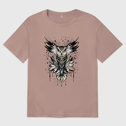 Женская футболка оверсайз Сова викинга / Пыльно-розовый – фото 1