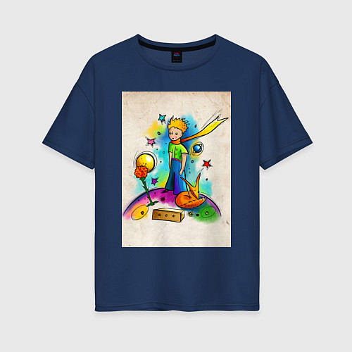 Женская футболка оверсайз Le Petit Prince / Тёмно-синий – фото 1