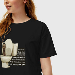 Футболка оверсайз женская Skibidi Toilet Normal Skibidi Toilet, цвет: черный — фото 2