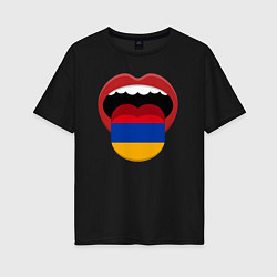 Футболка оверсайз женская Armenian lips, цвет: черный
