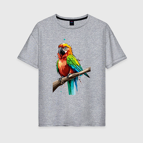 Женская футболка оверсайз Попугай какаду / Меланж – фото 1