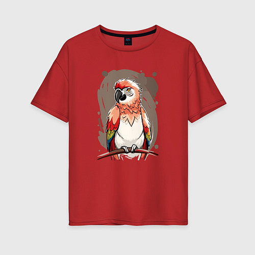 Женская футболка оверсайз Попугай какаду / Красный – фото 1