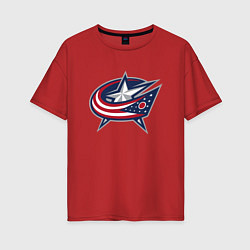 Женская футболка оверсайз Columbus blue jackets - hockey team - emblem