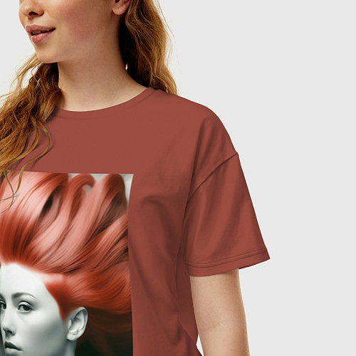 Женская футболка оверсайз Огненная девушка / Кирпичный – фото 3