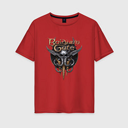 Футболка оверсайз женская Baldurs Gate 3 - logotype, цвет: красный