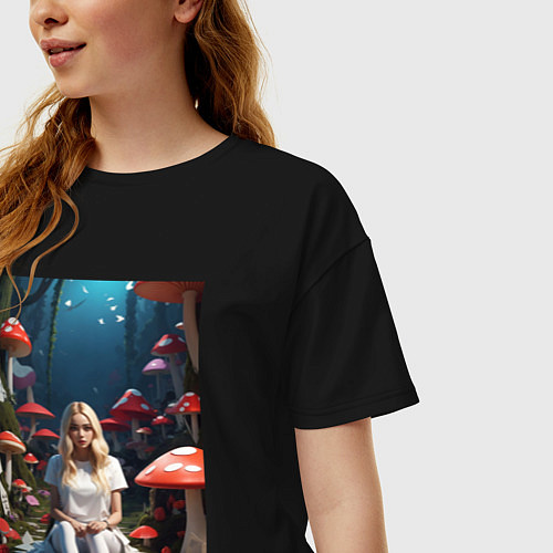 Женская футболка оверсайз Alice in Wonderland / Черный – фото 3
