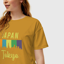Футболка оверсайз женская Токио Япония, цвет: горчичный — фото 2