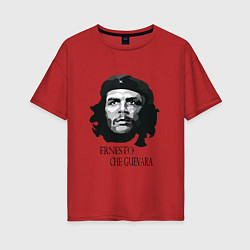 Футболка оверсайз женская Че Гевара черно белое, цвет: красный