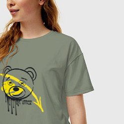 Футболка оверсайз женская Медведь в стиле urban, цвет: авокадо — фото 2