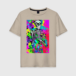 Женская футболка оверсайз Funny skeleton - pop art