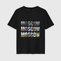 Футболка оверсайз женская Moscow - Москва, цвет: черный