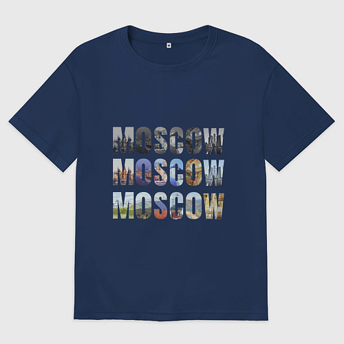 Женская футболка оверсайз Moscow - Москва / Тёмно-синий – фото 1