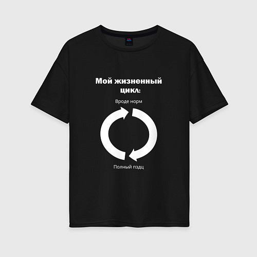 Женская футболка оверсайз Мой жизненный цикл / Черный – фото 1