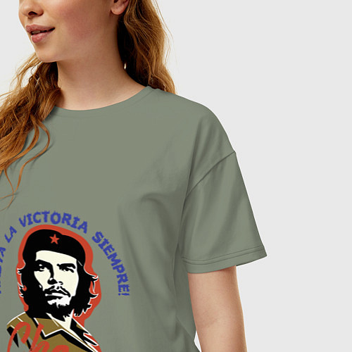 Женская футболка оверсайз Че Гевара - всегда вперёд к победе! / Авокадо – фото 3
