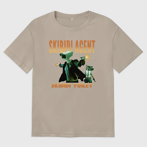 Женская футболка оверсайз Skibidi toilet agent / Миндальный – фото 1