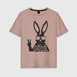 Футболка оверсайз женская Stay cool rabbit, цвет: пыльно-розовый