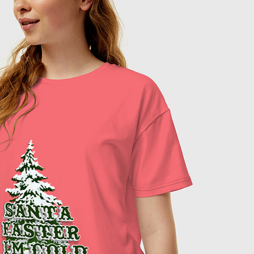 Женская футболка оверсайз Новый год не за горами / Коралловый – фото 3
