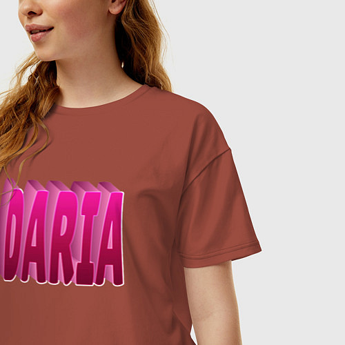 Женская футболка оверсайз Дарья женское имя / Кирпичный – фото 3