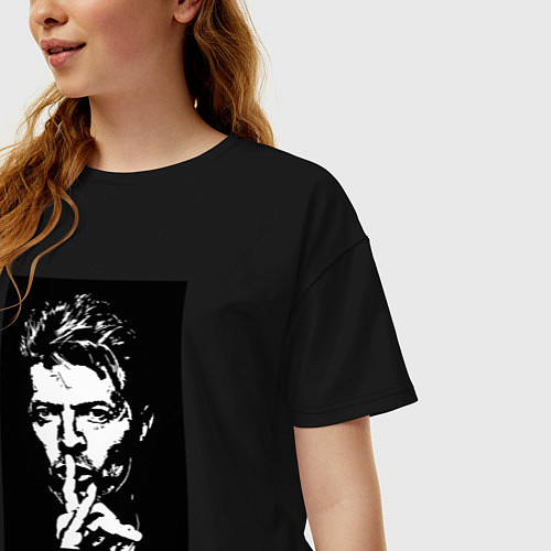 Женская футболка оверсайз David Bowie - Silence / Черный – фото 3