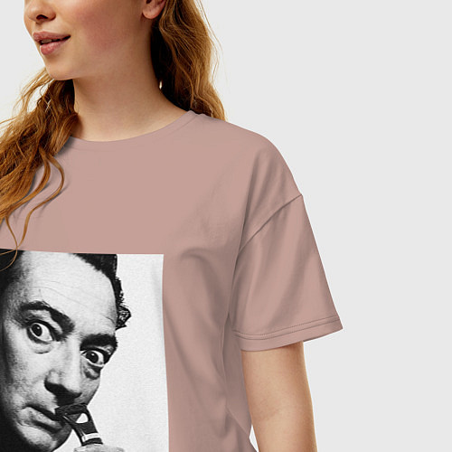 Женская футболка оверсайз Salvador Dali / Пыльно-розовый – фото 3