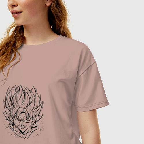 Женская футболка оверсайз Персонаж Goku / Пыльно-розовый – фото 3