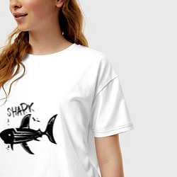 Футболка оверсайз женская Трайбл акула с надписью shark, цвет: белый — фото 2